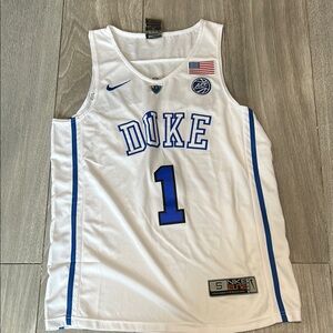 Nike White and Blue Duke Jersey
